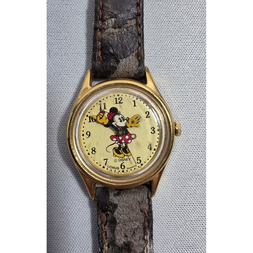 Lorus Disney Vintage Minnie Mouse Watch by Seiko Gold Tone Ladies Quartz
